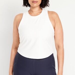 NWT Old Navy Active PowerSoft Racerback White Tank Women's XL Athletic Cropped‎